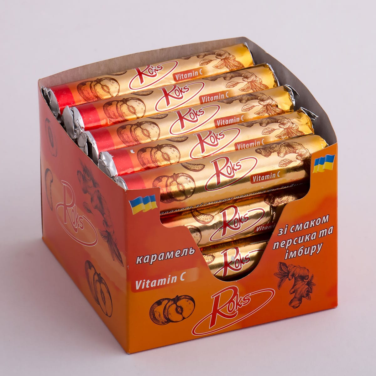 303 Peach and ginger flavored lollipops