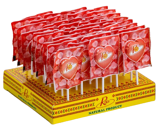 Льодяник Roks "Сердечко-Мультифрут" на паличці (628D)